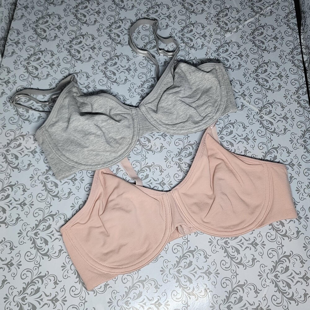 Fruit of the Loom Cotton Bras Gray (1) Pink (1)